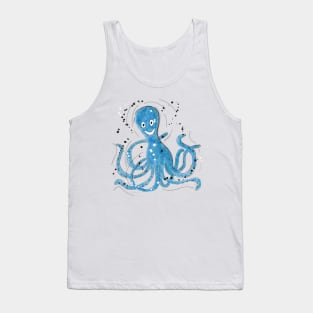 Happy Blue Cartoon Octopus Tank Top